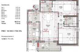 Apartament 3 camere, 66 mp, terasa, zona Iulius Mall