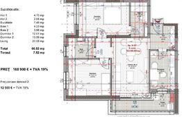 Apartament 3 camere, 66 mp, terasa, zona Iulius Mall
