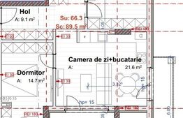 Apartament de 3 camere, 66.3 mp, 27 mp terasa, parcare subterana, zona Vivo