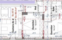 Apartament de 3 camere, 2 bai, 68 mp, terasa 11mp, parcare, zona Vivo