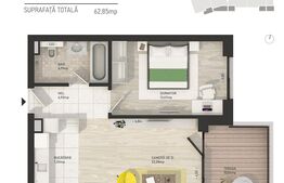 Apartament 2 camere, 53 mp, terasa generoasa, zona Centrala