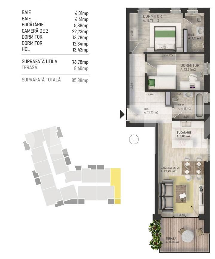 Apartament de vânzare 3 camere Central - 100964AV | BLITZ Cluj-Napoca | Poza1