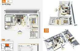 Apartament 3 camere, 68 mp, terasa generoasa, zona Aurel Vlaicu