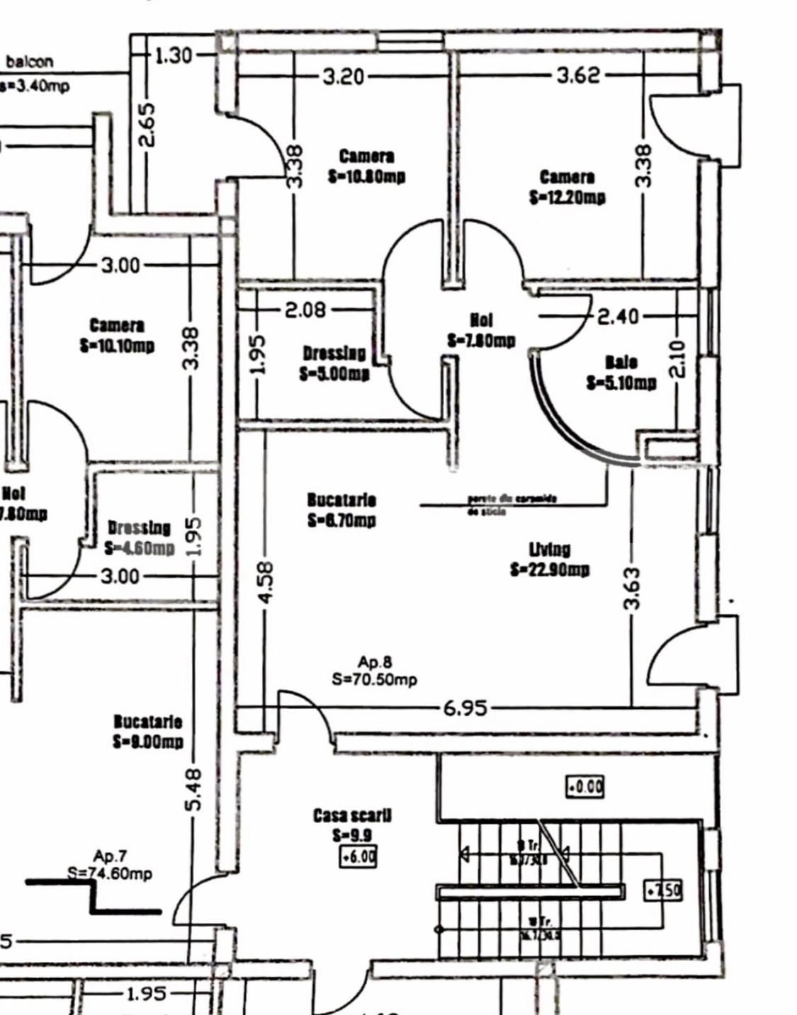 Apartament de 3 camere, 70.50 mp, zona de case, Andrei Muresanu