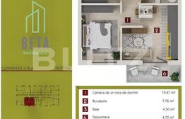 EXCLUSIVITATE! 2 camere, semifinisat, parcare subterana BETA Residence