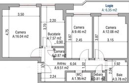 Apartament de 3 camere, 64 mp, decomandat, etaj 2, Marasti