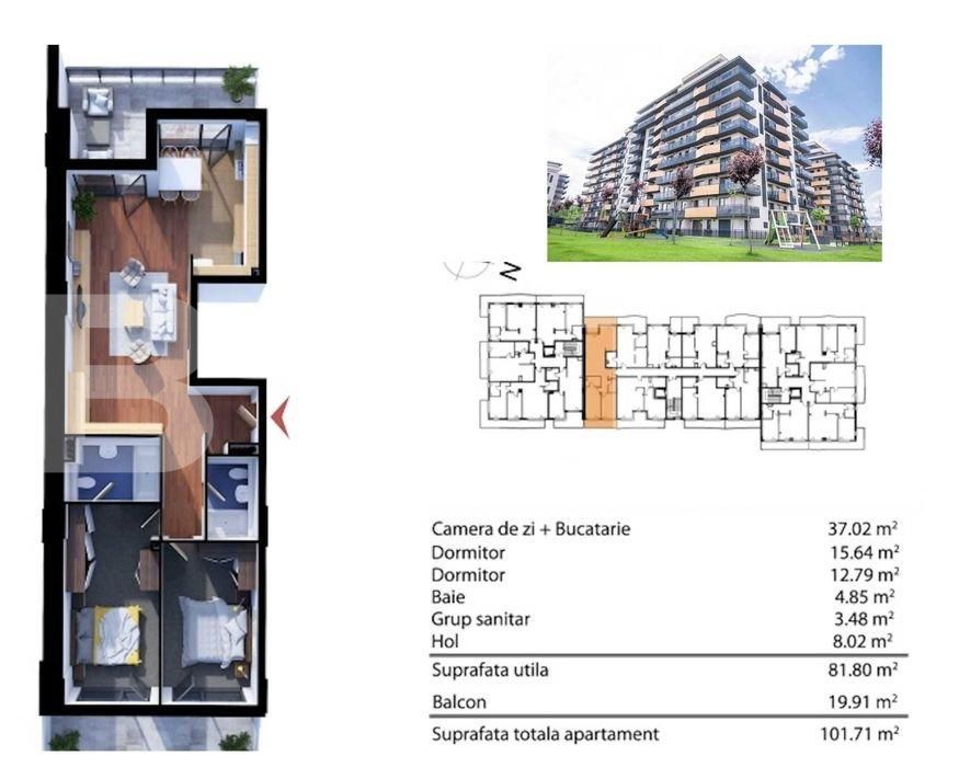 Noul tau acasa! Apartament de 3 camere in Grand Park Residence!  | Poza1