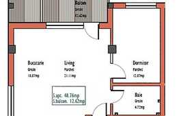 2 camere, 48,76 mp, terasa, zona strazii Intre Lacuri