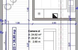Apartament 1 camera, 38 mp, semifinisat, parcare, zona Terra
