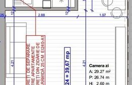 Apartament 1 camera, 39 mp, semifinisat, parcare, zona Terra