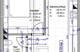 Apartament 2 camera, 45 mp, semifinisat, parcare, zona Terra