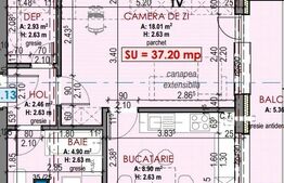  Apartament 1 cam, finisat, 37  mp, parcare
