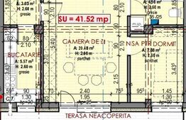  Apartament 1 cam, finisat, 41 mp, parcare