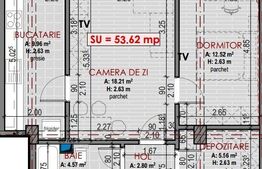  Apartament 2 cam, finisat, 53 mp, terasa 33 mp,  parcare