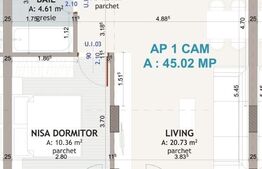 Apartament 2 camere, 45mp, parcare subterana, zona Eroilor