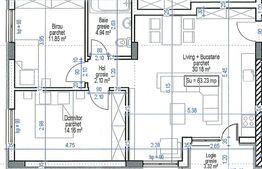 Apartament semidecomandat, 3 camere