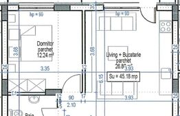 Apartament semidecomandat, 2 camere