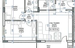 Apartament semidecomandat, 3 camere