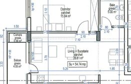 Apartament semidecomandat, 54.74 mp utili, incalzire in pardoseala, lift, acces restrictionat