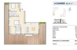 Apartament spatios, finisat, terasa generoasa, zona SEMICENTRALA