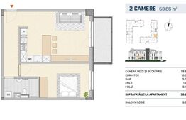 Apartament 2 camere, orientare estica, finisat, zona SEMICENTRALA