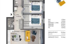  Apartament 3 camere , etaj intermediar, 70 mp , zona Regal!