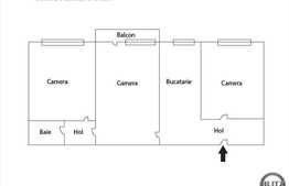 Apartament de vanzare, 3 camere, 52 mp, etaj intermediar, zona strazii Retezat!