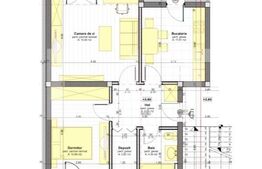 Apartament 3 camere cu 2 balcoane, 59 mp, incalzire in pardoseala.