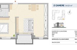 Apartament 2 camere, orientare sudica, finisat, semicentral