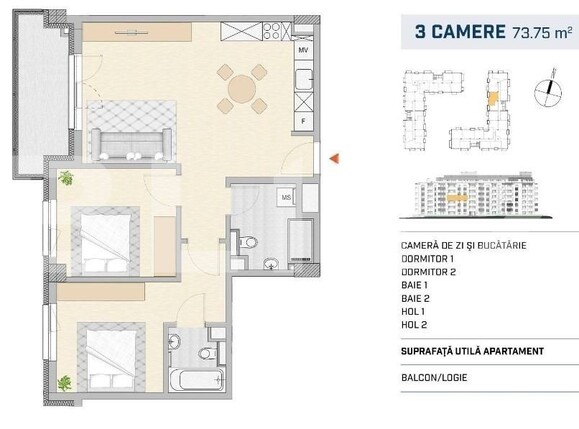 Apartament de vânzare 3 camere Semicentral - 116955AV | BLITZ Cluj-Napoca | Poza1