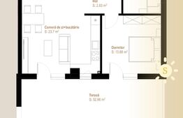 Apartament 3 camere, 65 mp utili+ terasa 53 mp, zona Vivo