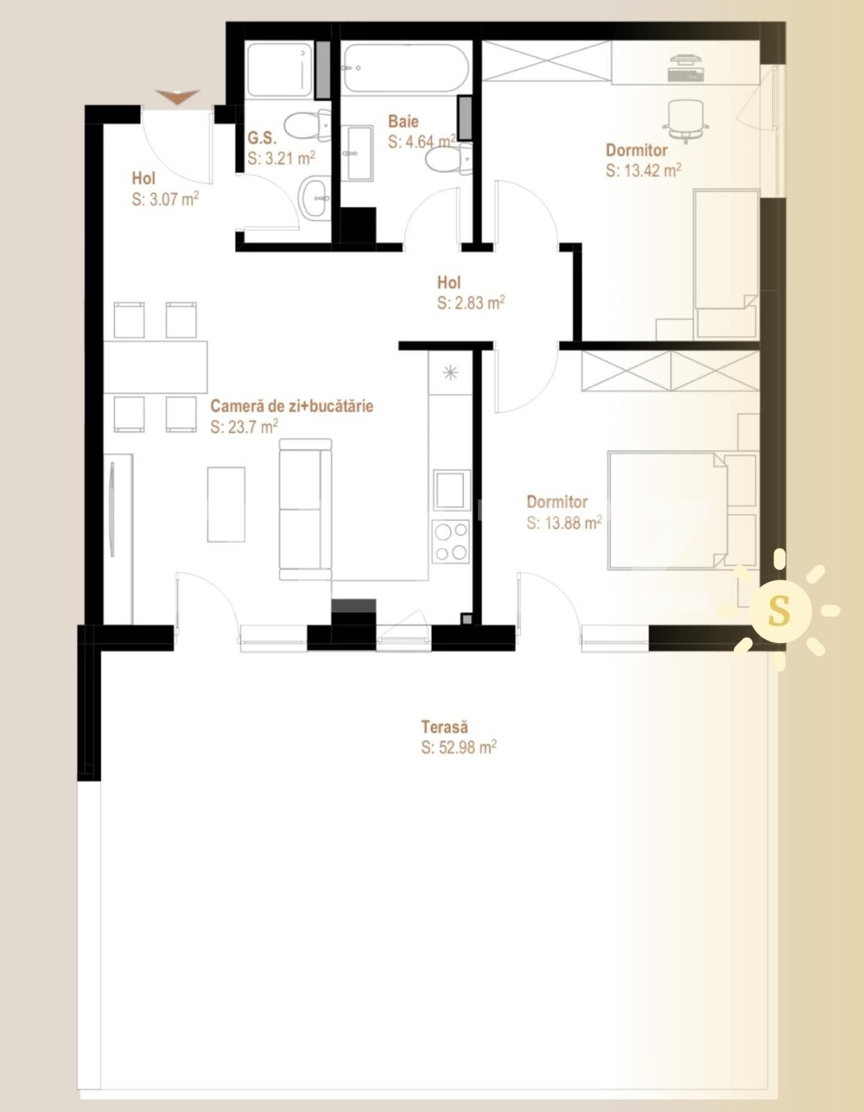 Apartament de vânzare 3 camere Exterior Vest - 118946AV | BLITZ Cluj-Napoca | Poza1
