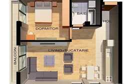 Apartament 2 camere, semidecomandat, 53.55 mp, balcon, zona  Kaufland!