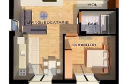 Apartament semifinisat, 2 camere, 49.53 mp, imobil nou
