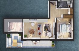 Apartament de 2 camere, semifinisat, 55.3 mp, etaj intermediar, Cartier Iris