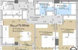 3 camere, 73.75 mp, decomandat, semifinisat, imobil nou, zona FSEGA!