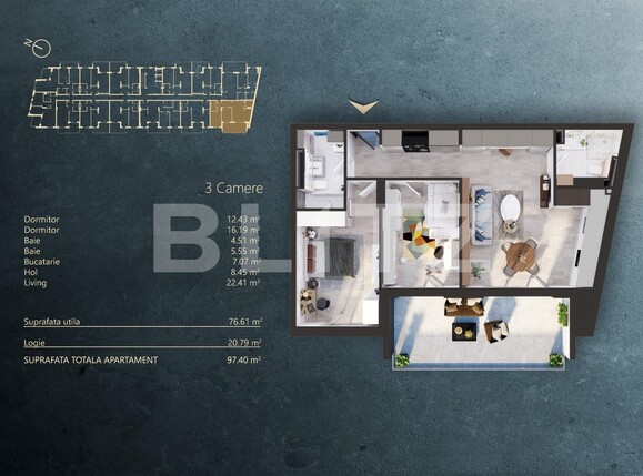 Apartament de vânzare 3 camere Iris - 124109AV | BLITZ Cluj-Napoca | Poza1