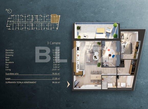 Apartament de vânzare 3 camere Iris - 124110AV | BLITZ Cluj-Napoca | Poza1