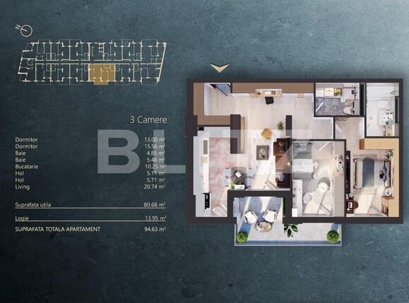 Apartament de vânzare 3 camere Iris - 124111AV | BLITZ Cluj-Napoca | Poza1