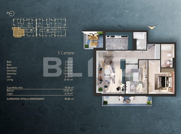 Apartament de vânzare 3 camere Iris - 124121AV | BLITZ Cluj-Napoca | Poza1