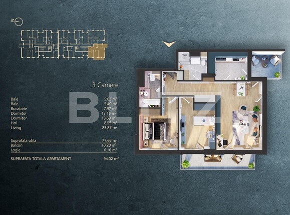 Apartament de vânzare 3 camere Iris - 124122AV | BLITZ Cluj-Napoca | Poza1