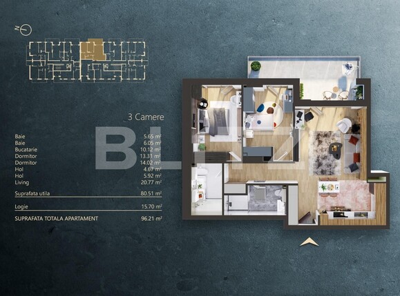 Apartament de vânzare 3 camere Iris - 124123AV | BLITZ Cluj-Napoca | Poza1