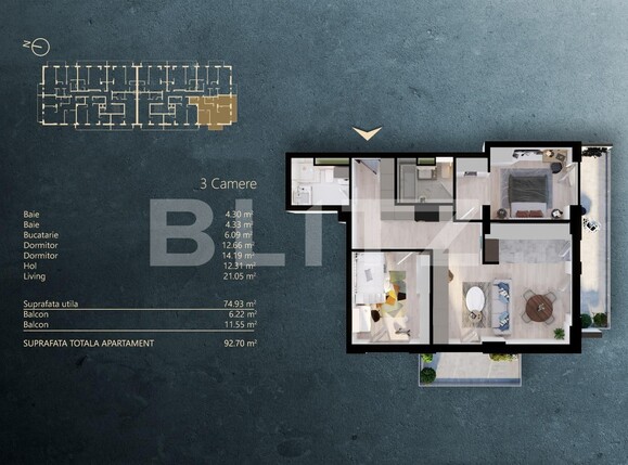 Apartament de vânzare 3 camere Iris - 124131AV | BLITZ Cluj-Napoca | Poza1