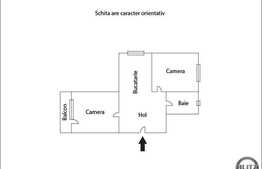 Apartament decomandat cu 2 camere, 46 mp, balcon, zona sensului giratoriu!