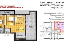 Apartament 3 camere, 2 bai, 81mp, terasa 50mp, view, parcare, zona Catanelor