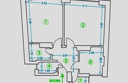 Apartament cu 2 camere, 51mp, cartier Centrul Istoric