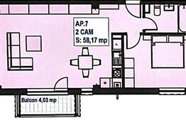 Apartament 2 camere, 58 mp, balcon, Finisat, etaj intermediar, zona exclusivista Floresti