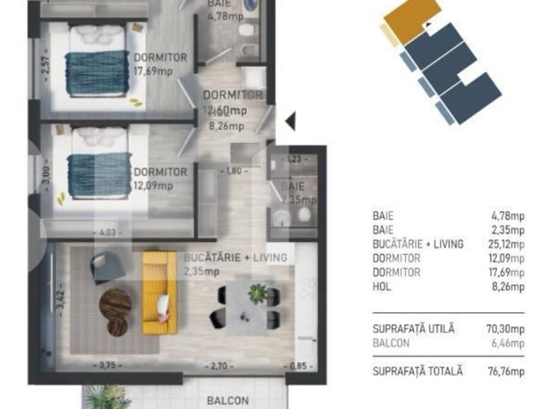 Apartament de vânzare 3 camere Baciu - 128992AV | BLITZ Cluj-Napoca | Poza1