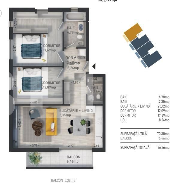 Apartament de vânzare 3 camere Baciu - 128992AV | BLITZ Cluj-Napoca | Poza1
