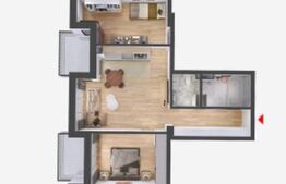 Apartament semifinisat, 3 camere, 2 bai, 64mp, zona Avram Iancu